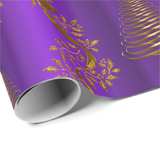 Royal Paarse en gouden kerst inpakpapier (Rol Hoek)