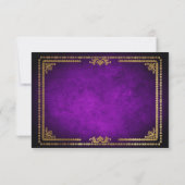 Royal Paarse en Gouden Lijst Deco Wedding RSVP (Achterkant)