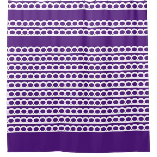Royal Paarse en wit Moderne bubble Waves Douchegordijn (Voorkant)