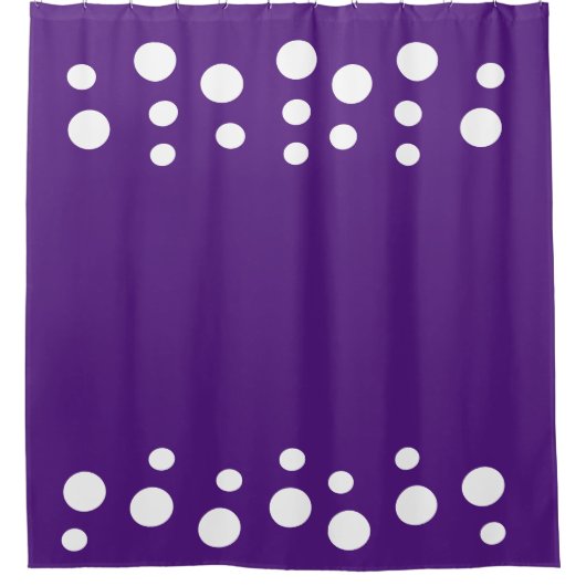 Royal Paarse en witte Modern Bubbles Stippen Douchegordijn (Voorkant)