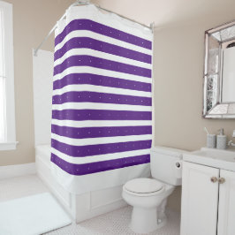 Royal Paarse en witte strepen Douchegordijn