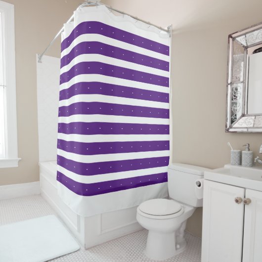 Royal Paarse en witte strepen Douchegordijn (In situ)