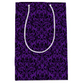 Royal Paarse en zwart Roos Floral Damask Medium Cadeauzakje (Voorkant)