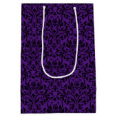 Royal Paarse en zwart Roos Floral Damask Medium Cadeauzakje (Achterkant)