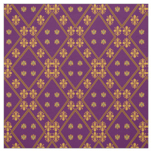 Royal Paarse Fleur de Lis Designer Fabric Stof