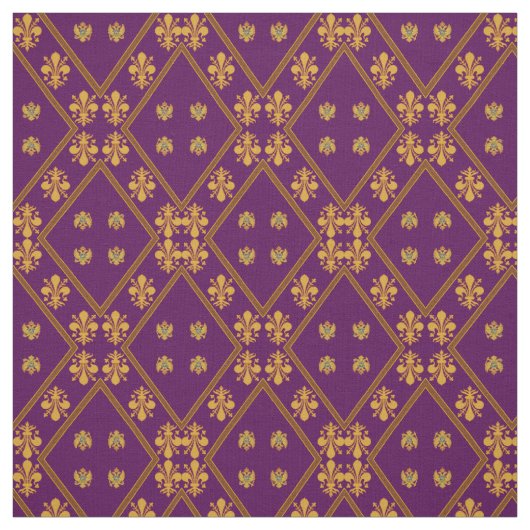 Royal Paarse Fleur de Lis Designer Fabric Stof (Swatch)