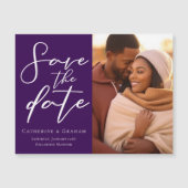 Royal Paarse foto Bewaar de datum Magnetische Kaar (Voorkant)