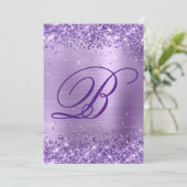 Royal Paarse Glitter Brushed Folie 40e verjaardag Kaart (Staand voorkant)