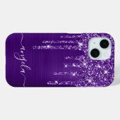 Royal Paarse Glitter Drips Glam Signature Case-Mate iPhone Case (Achterkant (horizontaal))