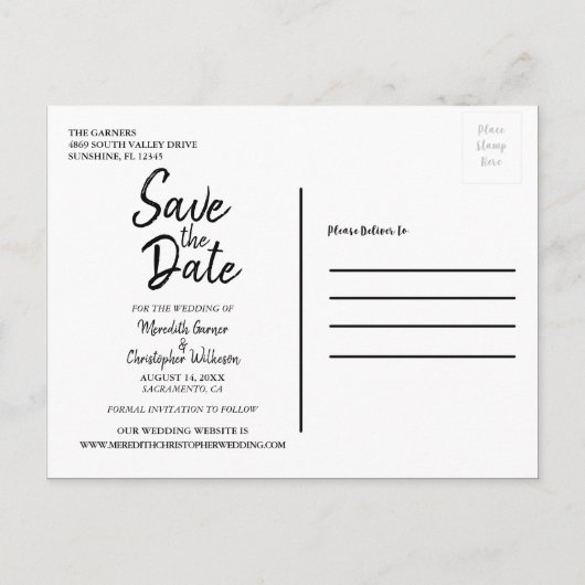Royal Paarse Glitter Gold Gemstone Save the Date Aankondigingskaart (Achterkant)