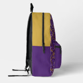 Royal Paarse Glitter Goud Geometrische Deco Naam Bedrukte Rugzak (Links)