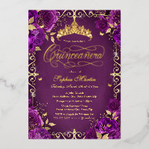 Royal Paarse Gold Butterfly Roos Quinceanera