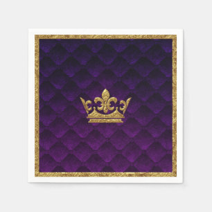 Royal Paarse & Gold Crown Elegant Royal Storybook Servet