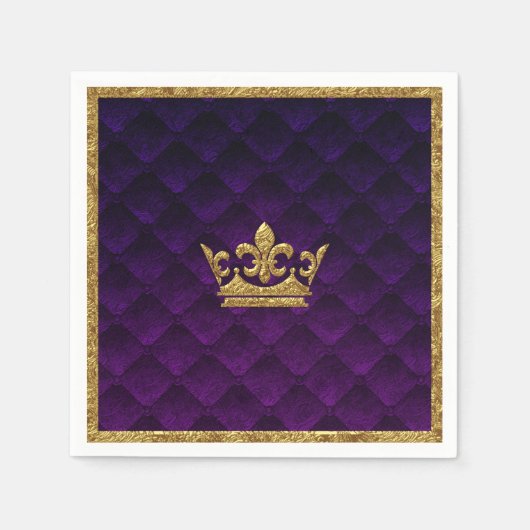 Royal Paarse & Gold Crown Elegant Royal Storybook Servet (Voorkant)