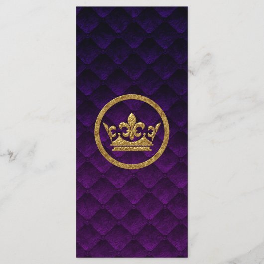 Royal Paarse Gold Drapes Scroll Wedding Menu (Achterkant)