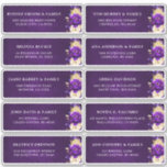 Royal Paarse Gold Floral Wedding Guest Address Sticker<br><div class="desc">Royal paarse bloemenbruiloft namen en adressen / individuele bruiloft verzendadres label stickers voor gasten met sierlijke boeket van Royal paarse, en gouden ranunculus bloemknoppen en salie groene eucalyptus bladeren en sierlijke waterverf boeket. Neem contact met mij op voor hulp bij het aanpassen of als u een ander product met dit...</div>