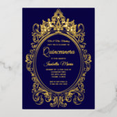 Royal Paarse Gold Foil Quinceañera Uitnodigingen (Voorkant)