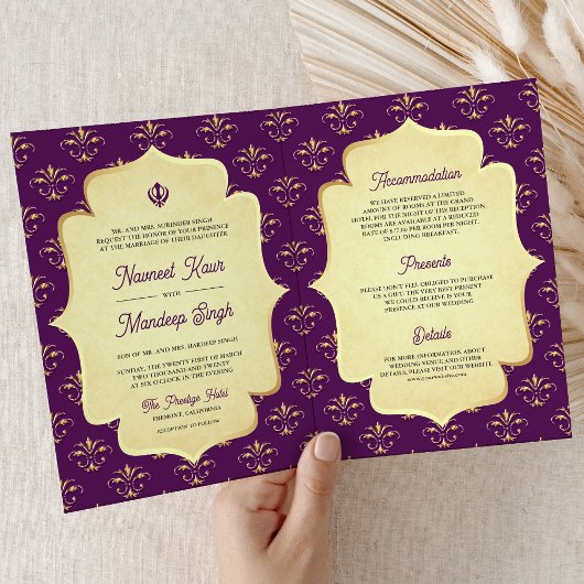 Royal Paarse Goud  Anand Karaj Sikh Bruiloft