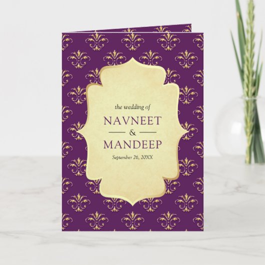 Royal Paarse Goud  Anand Karaj Sikh Bruiloft (Voorkant)