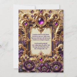 Royal Paarse & Gouden Barok Wedding Kaart