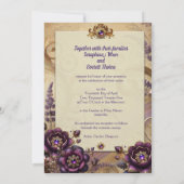 Royal Paarse & Gouden Barok Wedding Kaart (Achterkant)