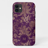 Royal Paarse gouden damast monogram Case-Mate iPhone Case (Achterkant)
