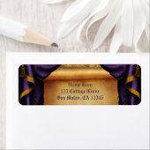 Royal Paarse & Gouden Drapes Scroll bruiloft Etiket (Insitu)