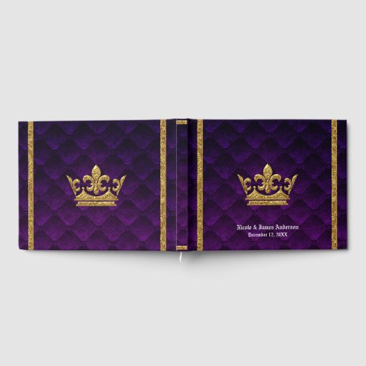 Royal Paarse & Gouden Elegante Glamour Wedding Gastenboek (Volledig)