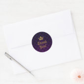 Royal Paarse & gouden kroon verhalenboek bruiloft  Ronde Sticker (Envelop)