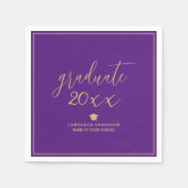 Royal Paarse gouden script Afstuderen 2024 Afstude Servet (Voorkant)