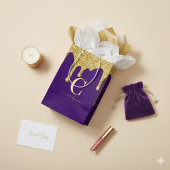 Royal Paarse Gouden Sparkle Glitter Drips Monogram Medium Cadeauzakje