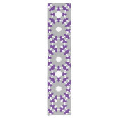 Royal Paarse grijs wit verbonden cirkels patroon Korte Tafelloper (Voorkant)