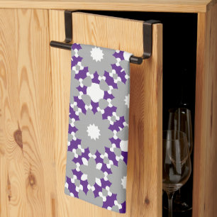 Royal Paarse grijs wit verbonden cirkels patroon Theedoek