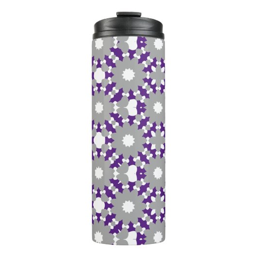 Royal Paarse grijs wit verbonden cirkels patroon Thermosbeker (Voorkant)