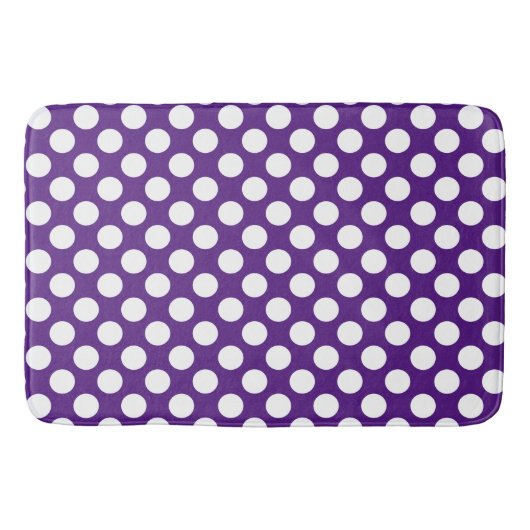 Royal Paarse: Grote witte Polka Dot Pattern Badmat (Voorkant)