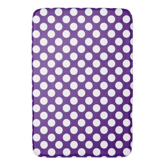 Royal Paarse: Grote witte Polka Dot Pattern Badmat (Voorkant Verticaal)