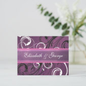 Royal Paarse Grunge Damask Elegant Wedding Briefkaart (Staand voorkant)