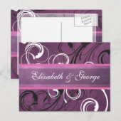 Royal Paarse Grunge Damask Elegant Wedding Briefkaart (Voorkant / Achterkant)