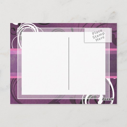 Royal Paarse Grunge Damask Elegant Wedding Briefkaart (Achterkant)