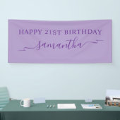 Royal Paarse Happy 21st Birthday Ribbon Naam Spandoek (Beurs)