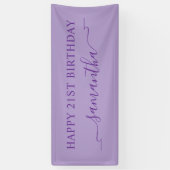 Royal Paarse Happy 21st Birthday Ribbon Naam Spandoek (Verticaal)
