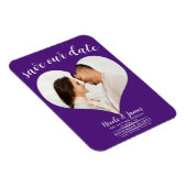 Royal Paarse Hart Foto Bruiloft Save the Date Magneet (Rechterzijde)