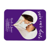 Royal Paarse Hart Foto Bruiloft Save the Date Magneet (Horizontaal)