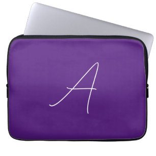Royal Paarse Initiaal Letter Monogram Kalligrafie Laptop Sleeve
