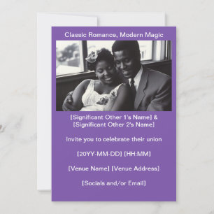 Royal Paarse jaren 60 Black Is Beautiful Invitatio Kaart