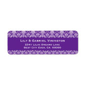 Royal Paarse Kant Bruiloft Damask P550 Etiket (Voorkant)