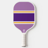 Royal Paarse Lavendel Geel Wit Racing Stripes Pickleball Paddle (Achterkant)