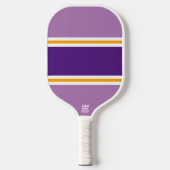 Royal Paarse Lavendel Geel Wit Racing Stripes Pickleball Paddle (Voorkant)