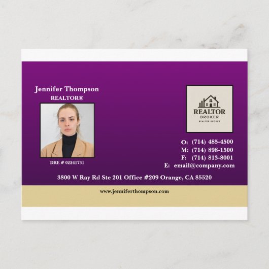 Royal Paarse met Gold Accent Briefkaart (Voorkant)