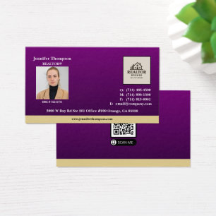 Royal Paarse met Gold Accent Magnet Visitekaartje